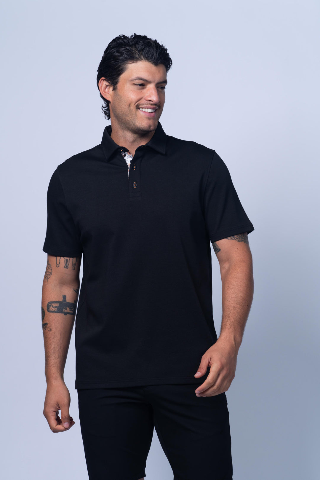 Virginia Ultraflex Mercerized Cotton Polo in Black