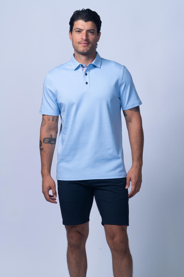 Virginia Ultraflex Mercerized Cotton Polo in Blue