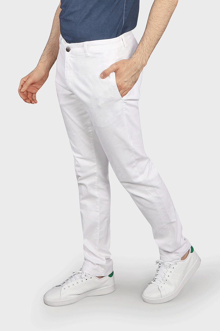 Flat Front Stretch Pants in White