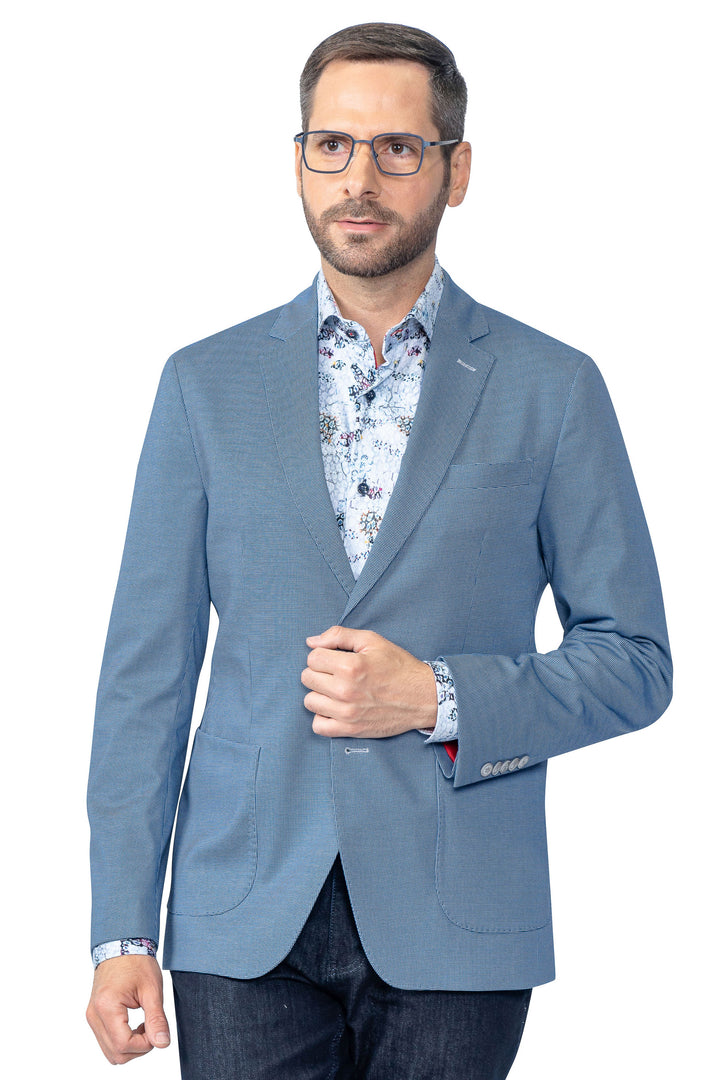 Yale Blue Houndstooth Stretch Blazer