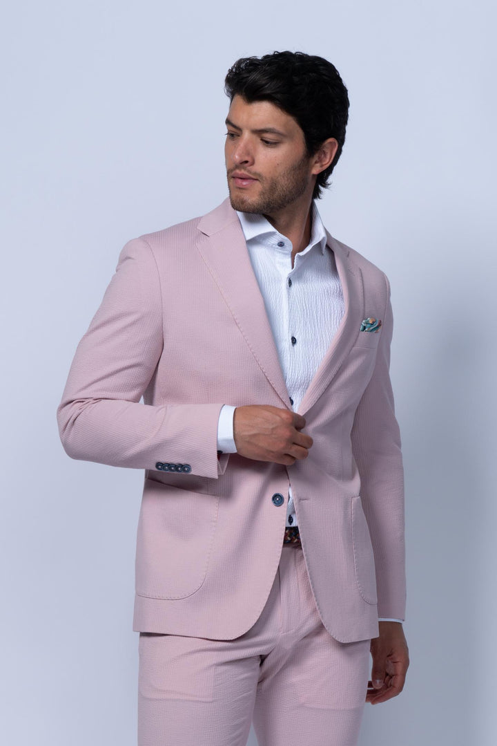 Meridian Pink Cotton Stretch Seersucker