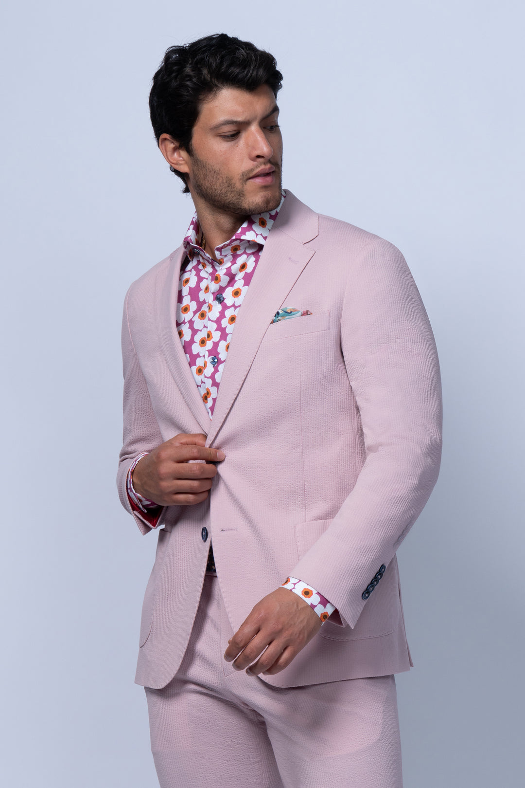 Meridian Pink Cotton Stretch Seersucker