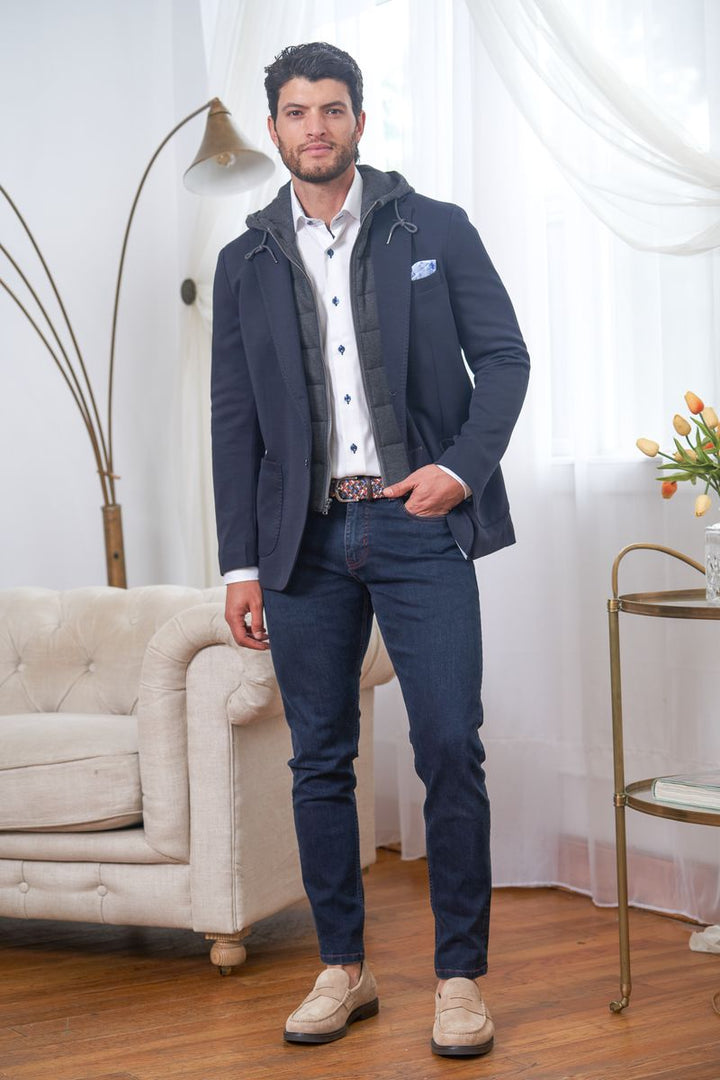 Hudson Navy Hoodie Blazer