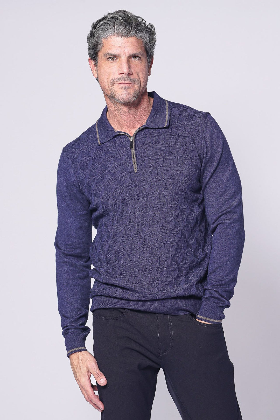 DOW-25108 KNIT SWEATER IN NAVY - 7 Downie St.®