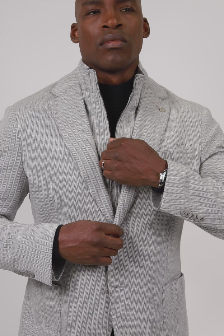 Claremont Beige Knit Twill Wool Blend Hybrid Sport Coat