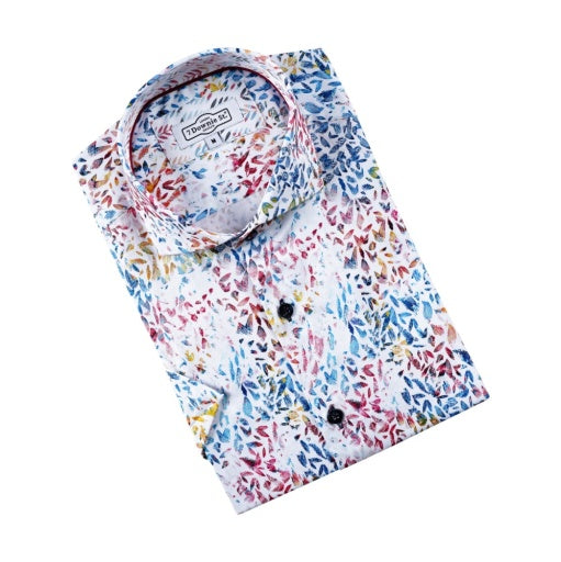 Red Cotton Sateen Stretch Multicolor Floral Print - 7 Downie St.®