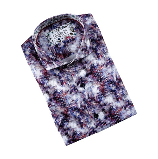 Purple Cotton Sateen Stretch Abstract Print - 7 Downie St.®