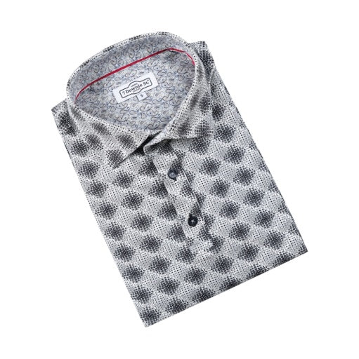 Black Printed Jersey 3 Button Polo - 7 Downie St.®