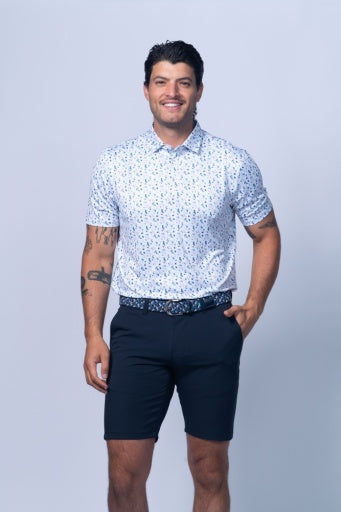 Oxford Printed Ultraflex Polo in White