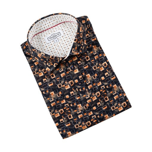 Orange Printed Jersey 3 Button Polo - 7 Downie St.®