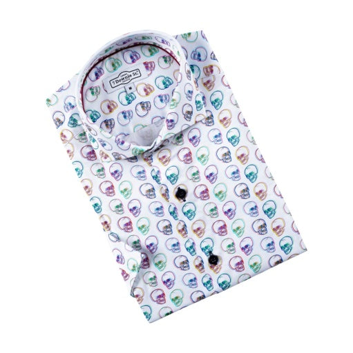 Multi Cotton Sateen Stretch Multicolor Skull Motif Print - 7 Downie St.®