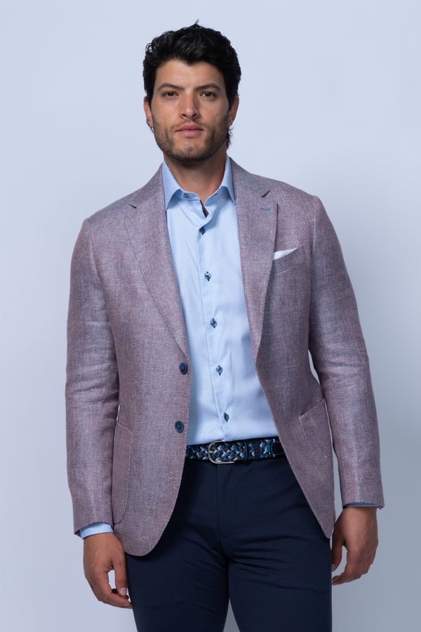 Lino Red and Grey Wool Linen Deconstructed