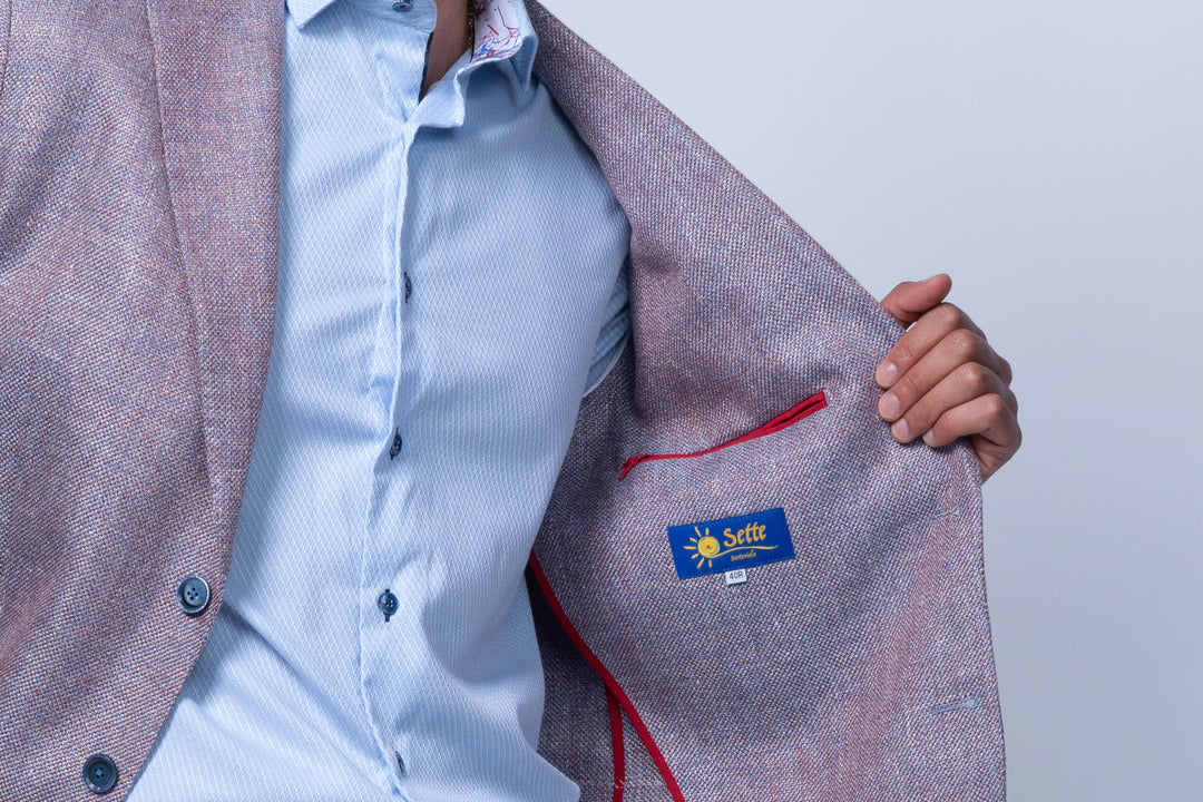 Lino Red and Grey Wool Linen Deconstructed