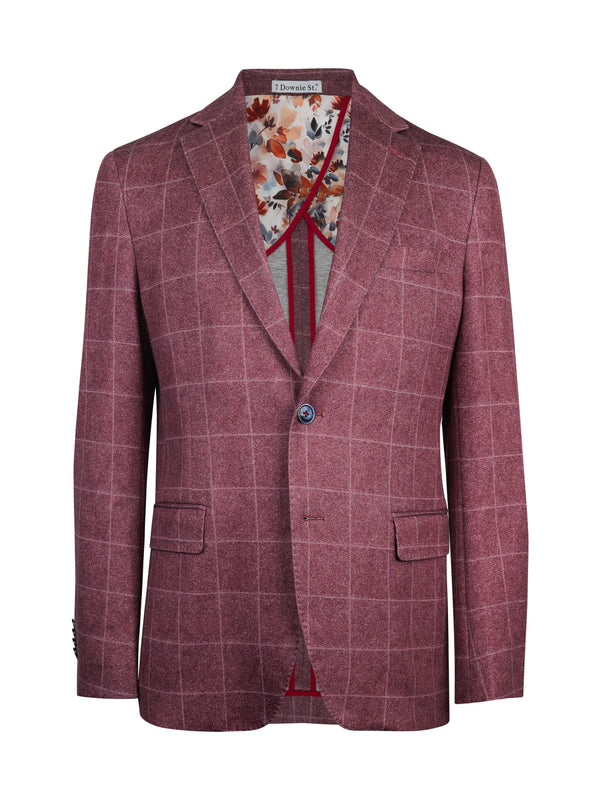 Sherwood Red Windowpane Cotton Knit Sport Coat
