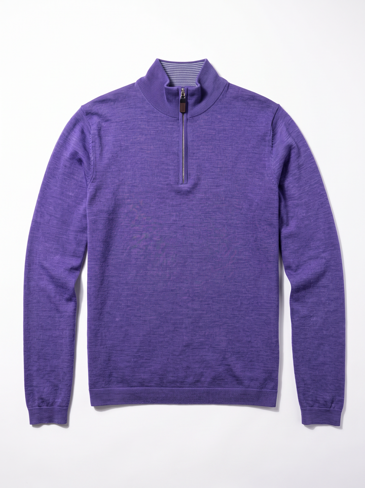 Merlin Merino Wool Quarter Zip Purple