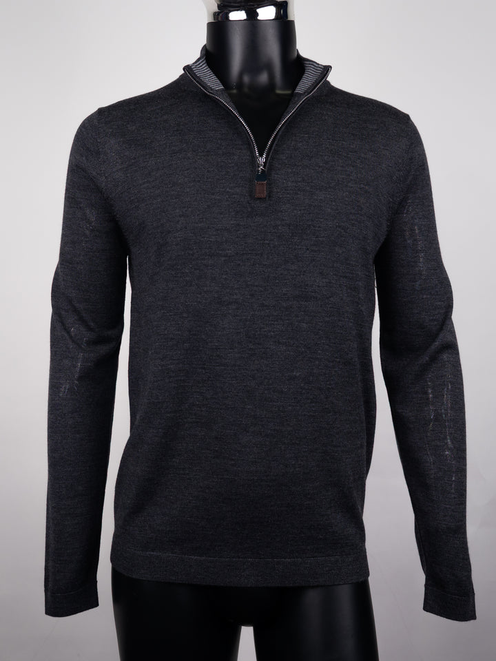 Merlin Merino Wool Quarter Zip Charcoal