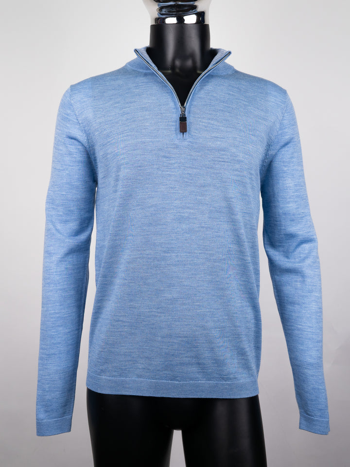 Merlin Merino Wool Quarter Zip Blue