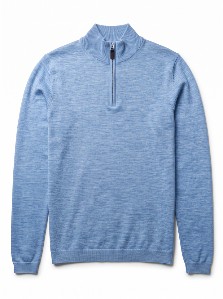 Merlin Merino Wool Quarter Zip Blue