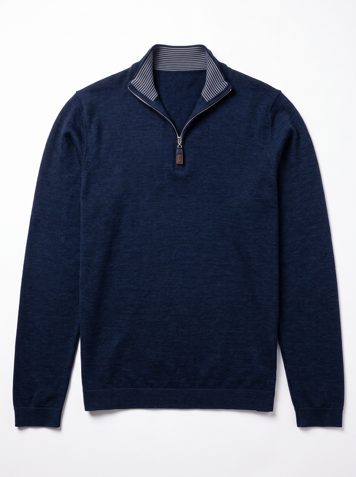 Merlin Merino Wool Quarter Zip Navy