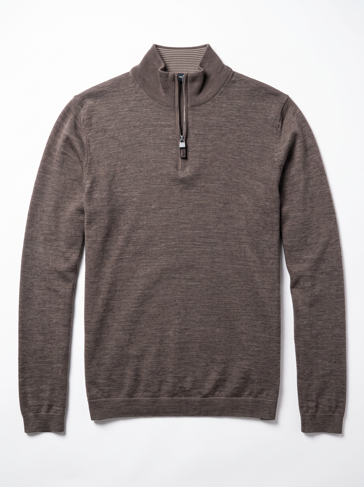 Merlin Merino Wool Quarter Zip Camel