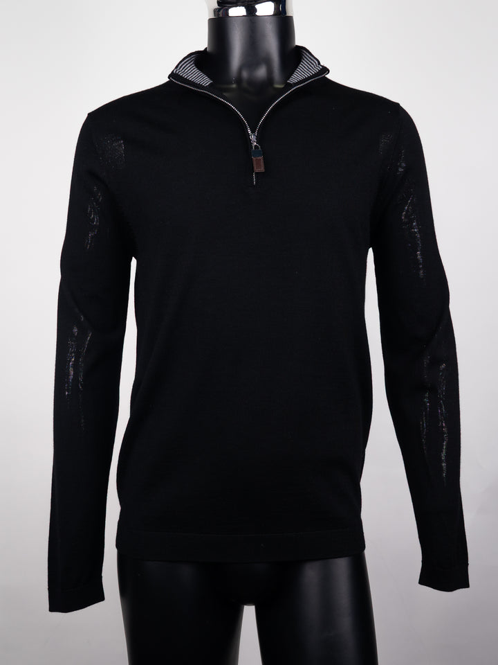 Merlin Merino Wool Quarter Zip Black