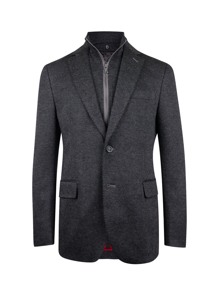 Branson Black Twill Wool and Cotton Knit Hybrid Sport Coat