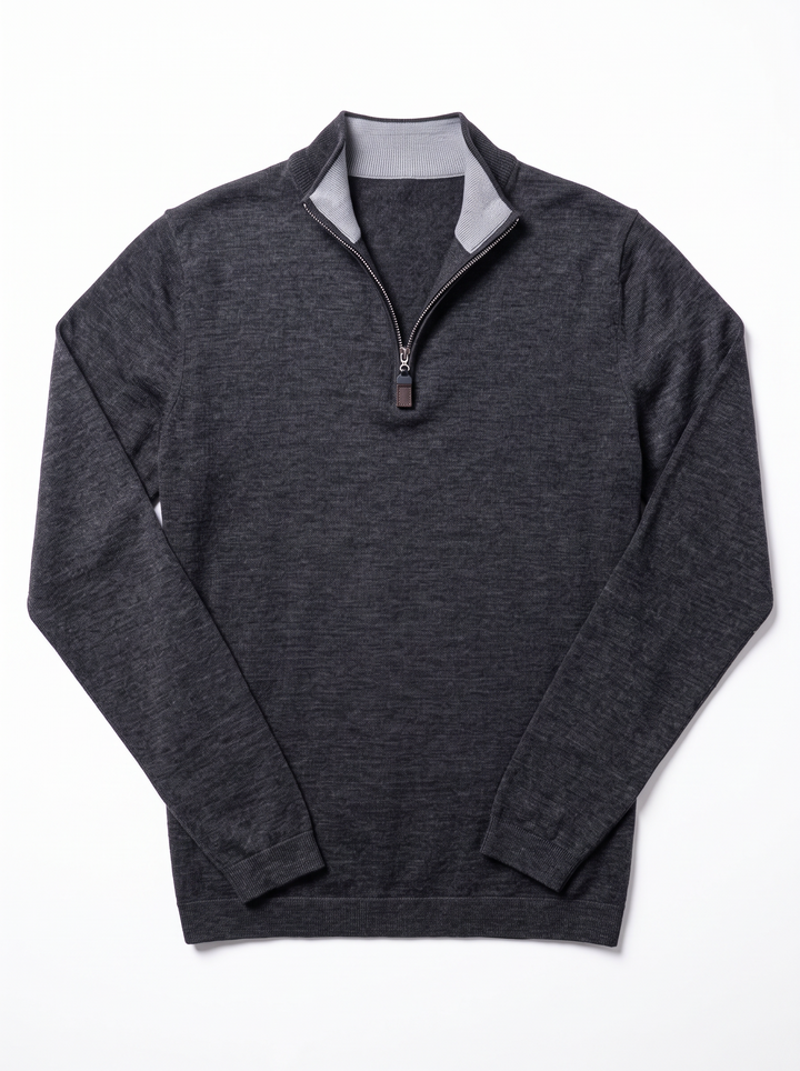 Merlin Merino Wool Quarter Zip Charcoal