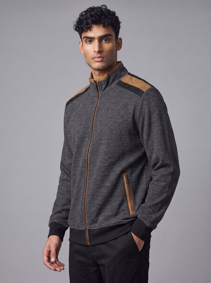 ARIA FULL ZIP WITH SUEDE ACCENT