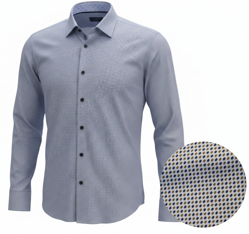 NYL-15 - PRINTED ULTRASTRETCH NYLON SHIRT - BLUE
