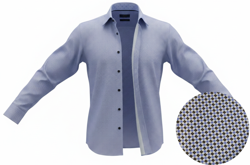 NYL-14 - PRINTED ULTRASTRETCH NYLON SHIRT - BLUE