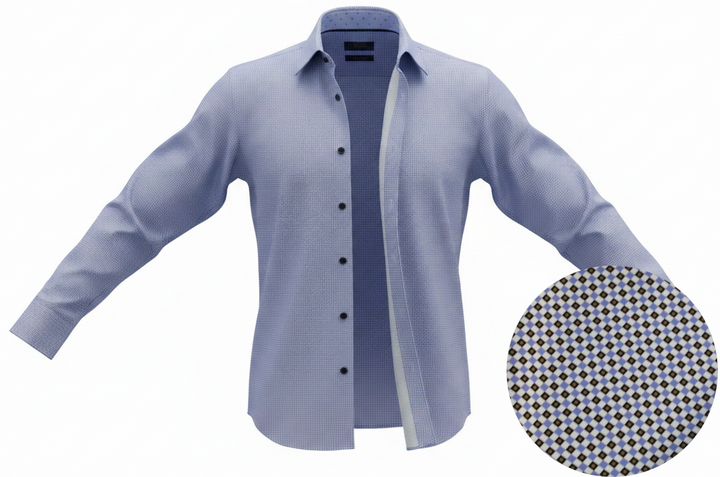 NYL-14 - PRINTED ULTRASTRETCH NYLON SHIRT - BLUE