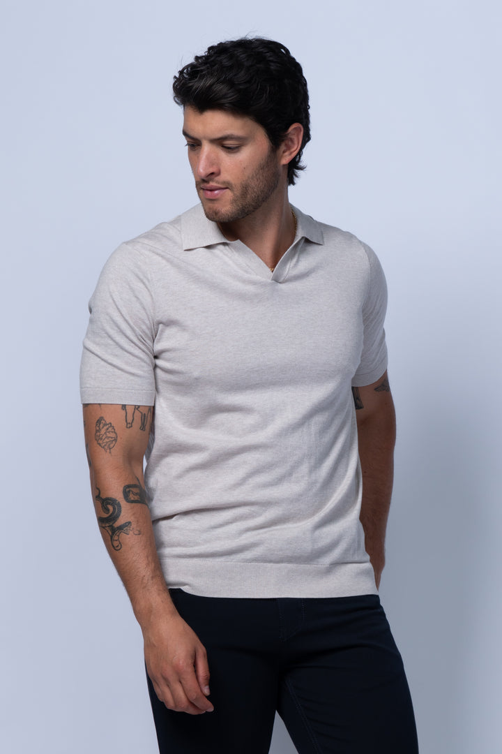 Verona Johnny Collar Polo in Beige