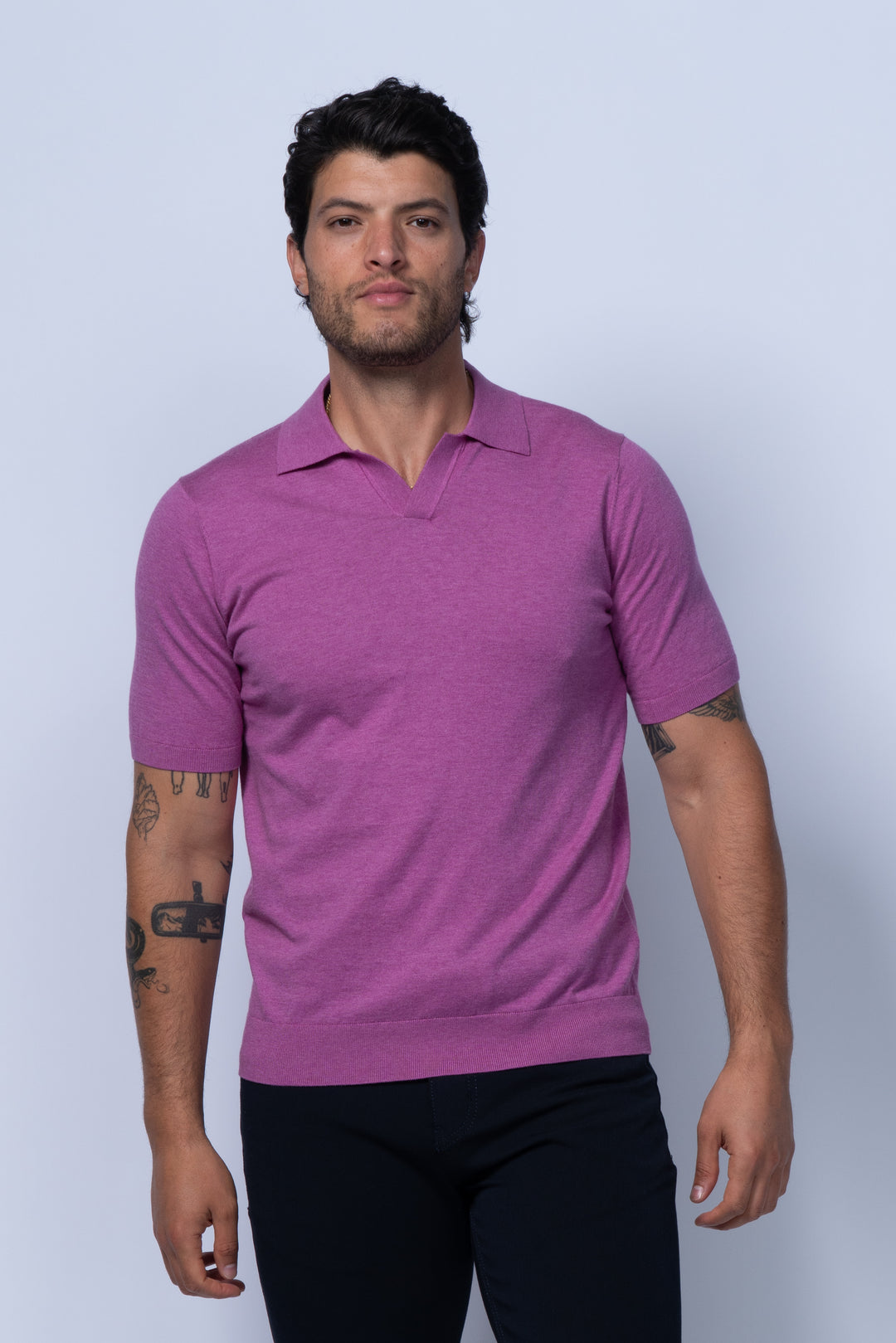 Verona Johnny Collar Polo in Purple