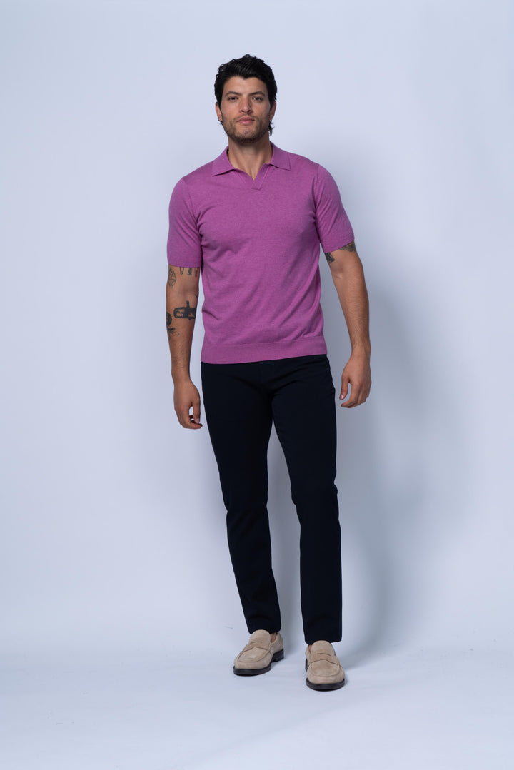 Verona Johnny Collar Polo in Purple
