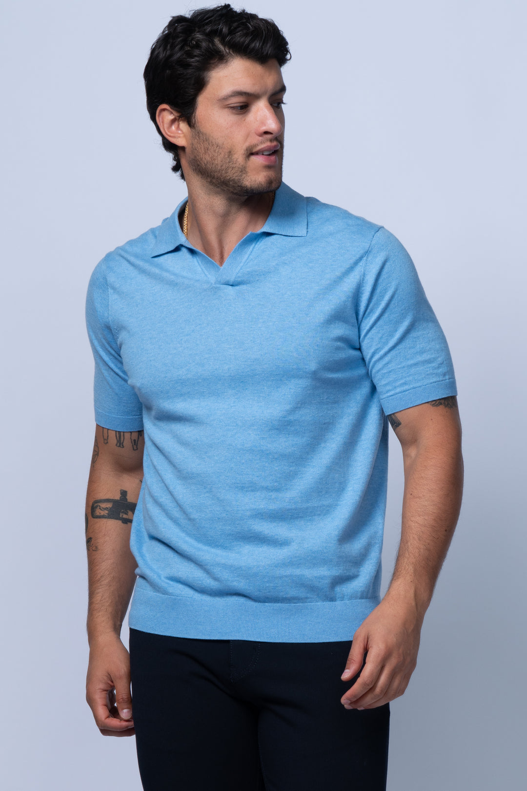 Verona Johnny Collar Polo in Blue