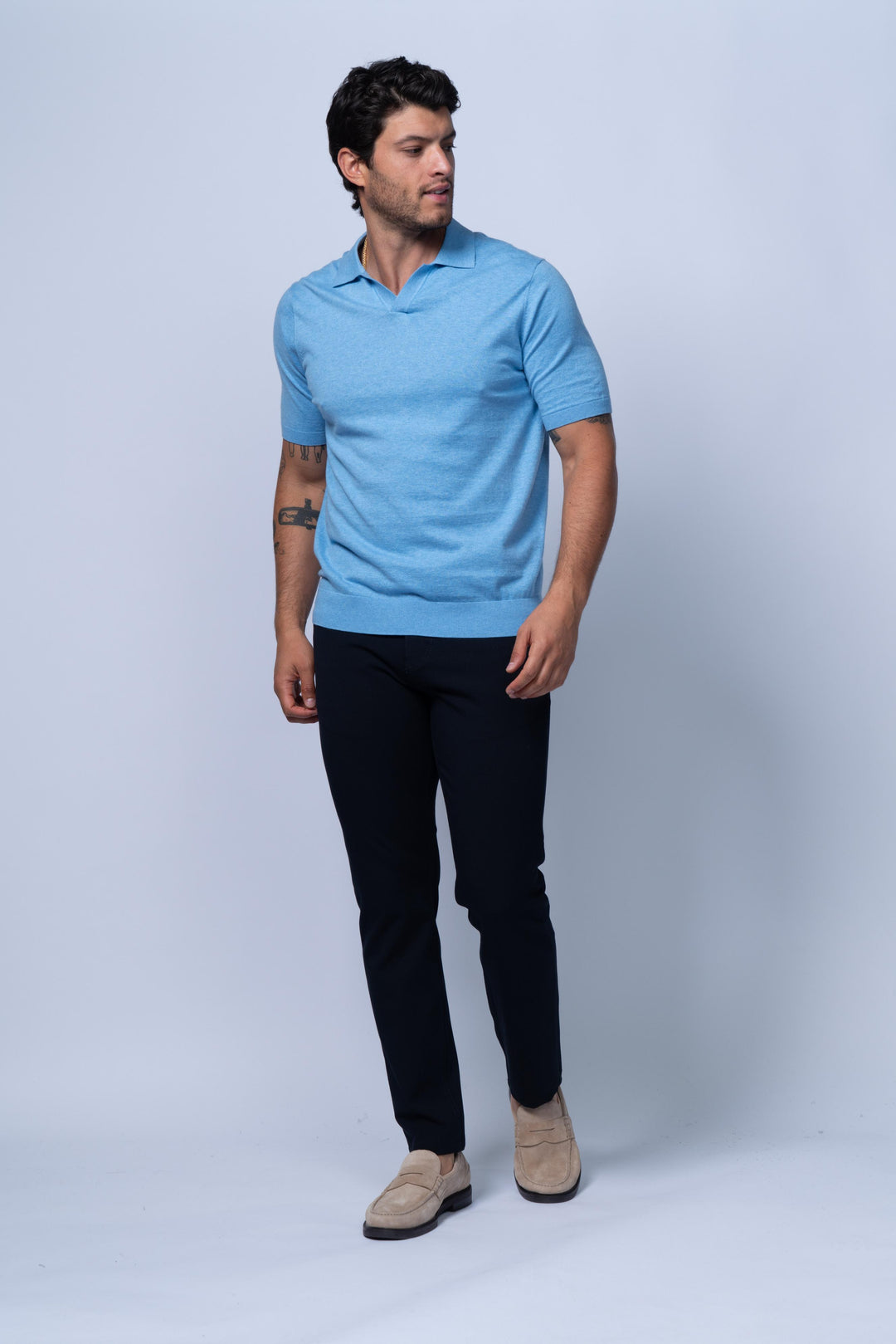Verona Johnny Collar Polo in Blue