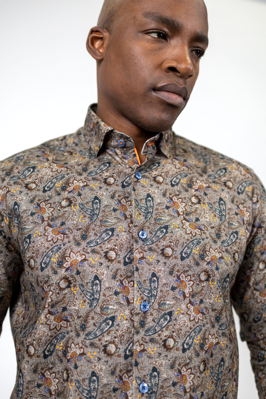 Brown and Blue Paisley 100% Cotton Brushed Superfine Flannel