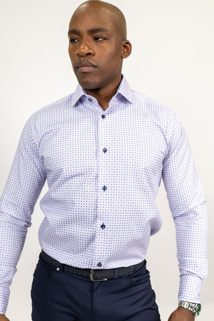 Grey and Mauve Geometric Sports Shirt