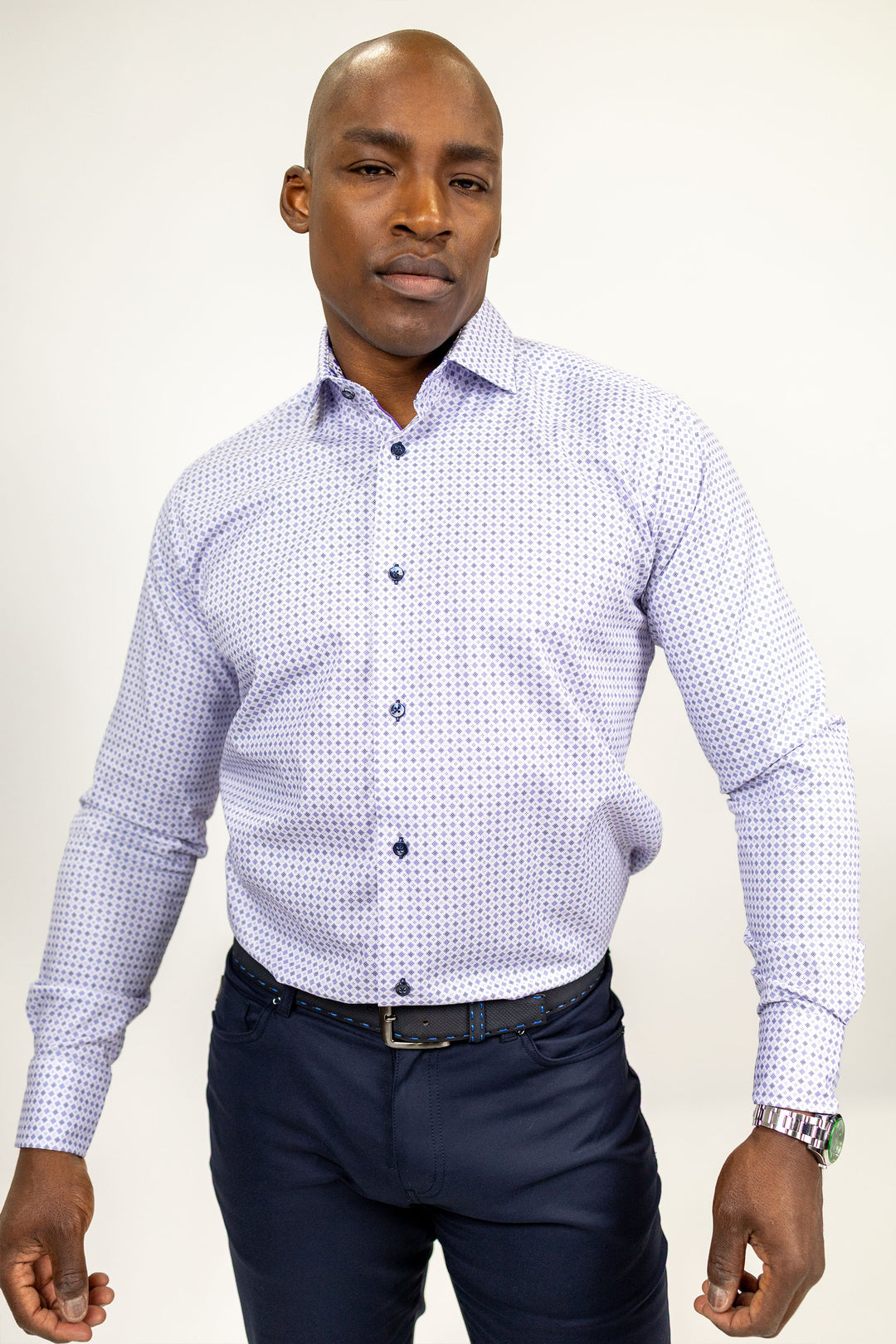 Grey and Mauve Geometric Sports Shirt