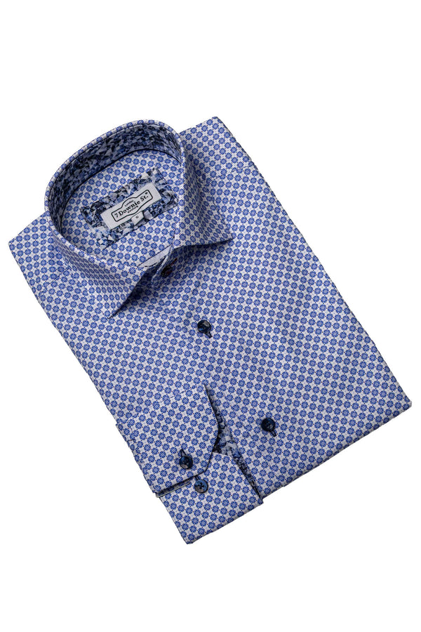 White and Blue Fouillard Sport Shirt