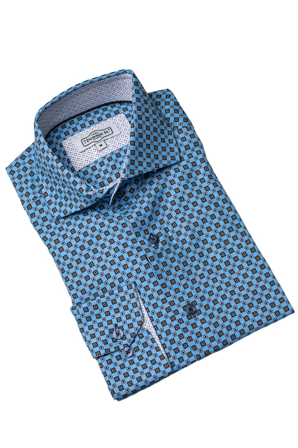 Blue with Burgundy Fouillard Sport Shirt