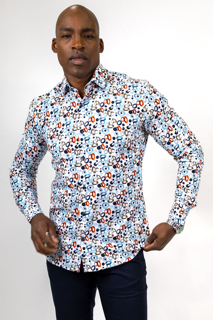 Multicoloured Abstract Print Dress Shirt