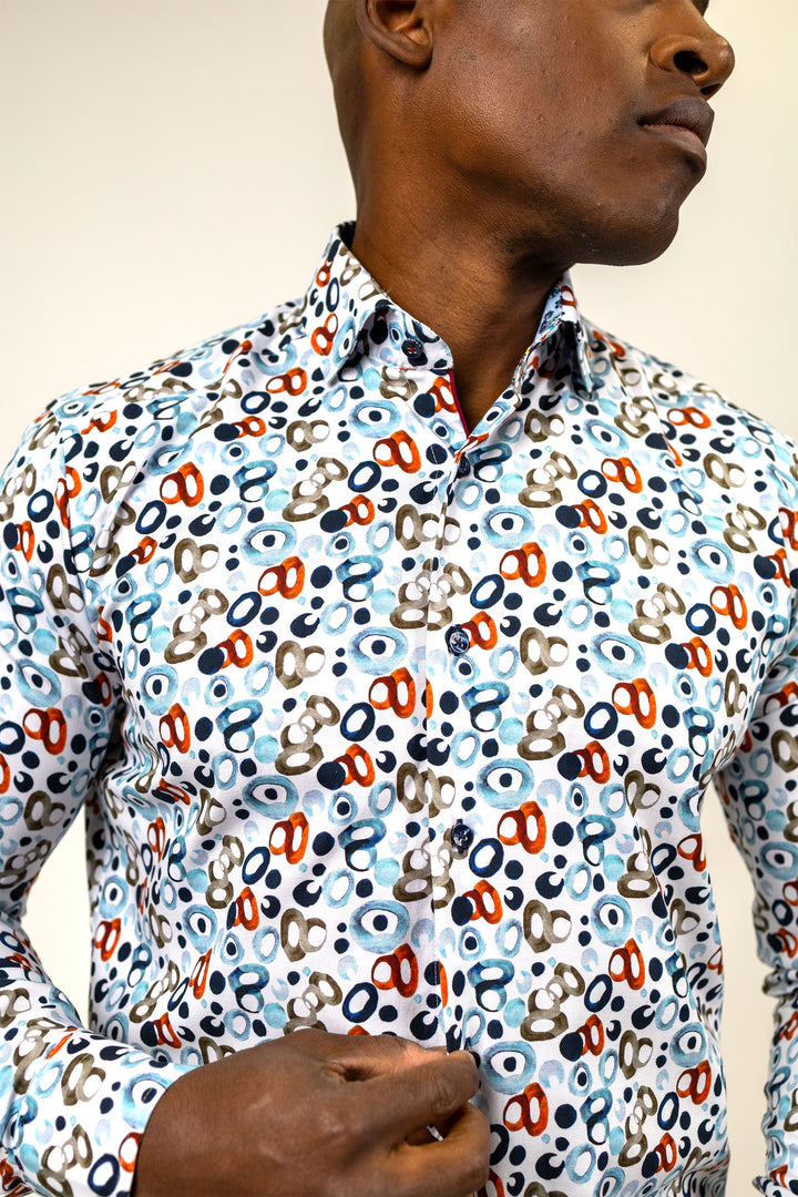 Multicoloured Abstract Print Dress Shirt