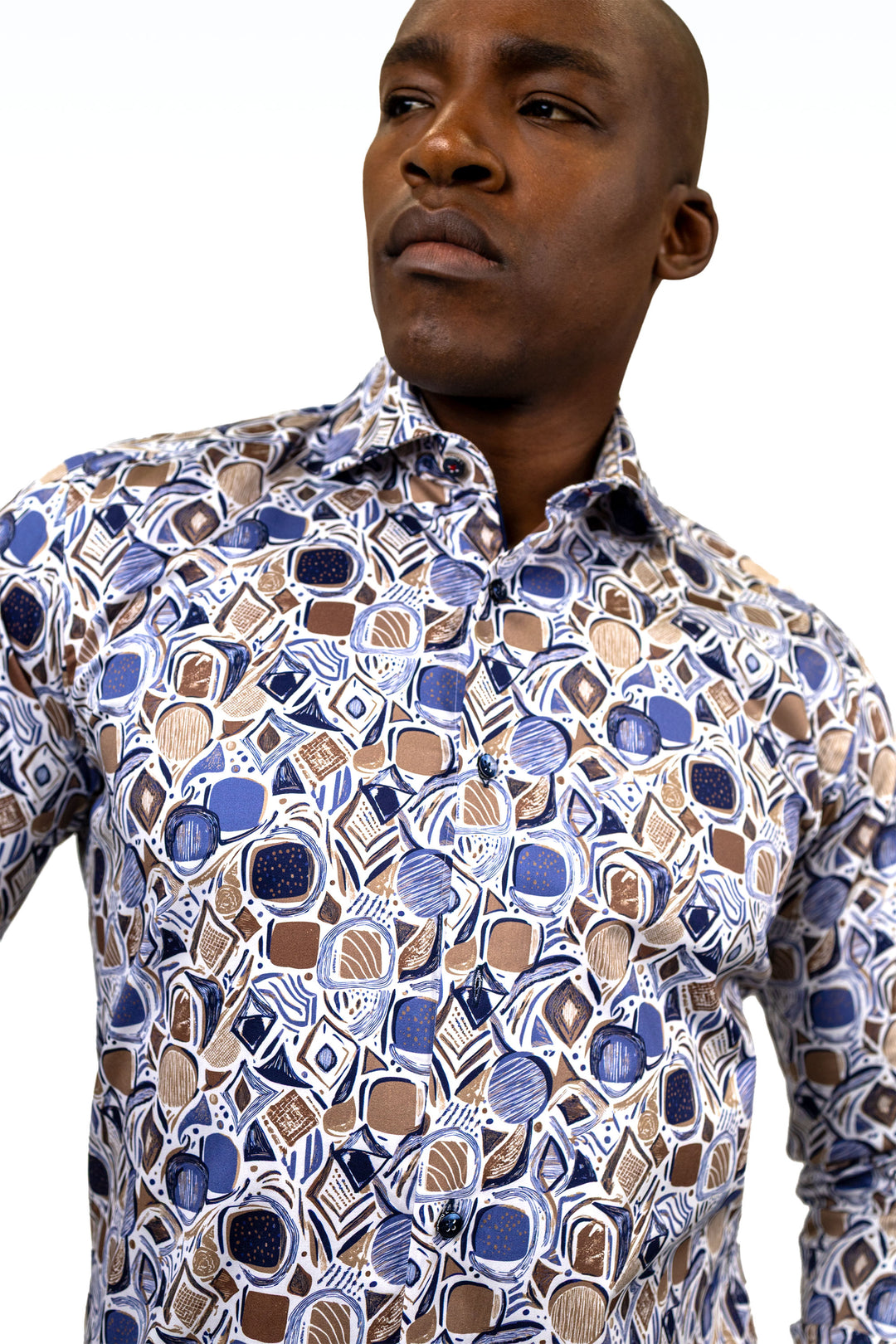 Brown and Blue Abstract Sport Shirt