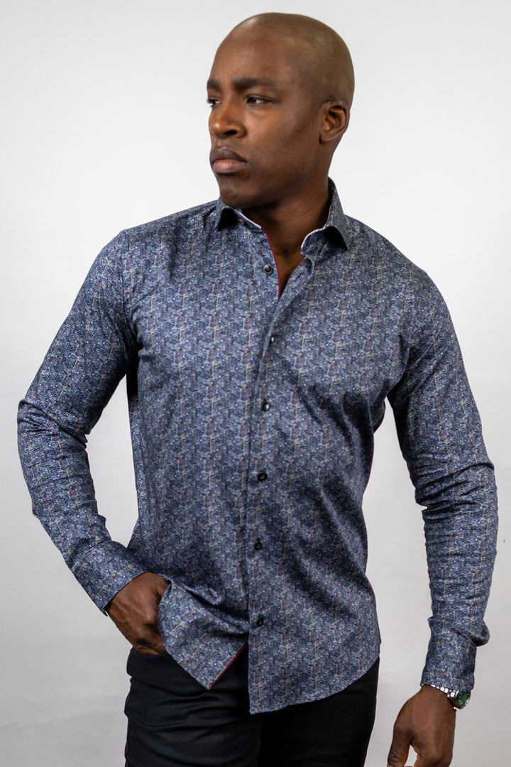 Blue and Brown Abstract Sport Shirt
