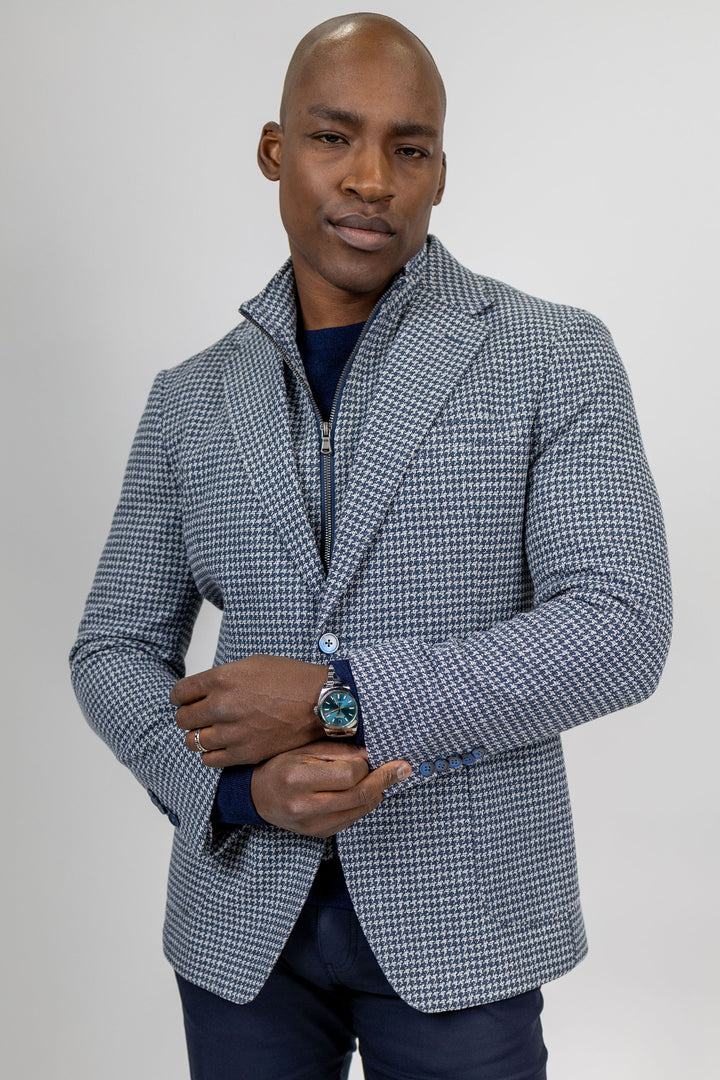 Bedford Grey and Navy Houndsooth Knit Hybrid Sport Coat