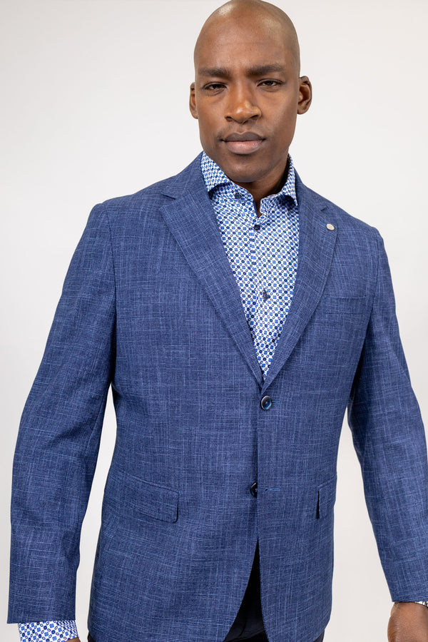 Dalton Navy Glen Plaid Stretch Woven Sports Coat
