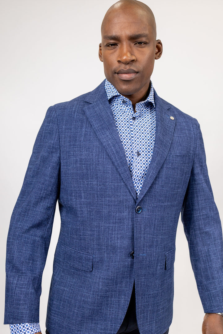 Dalton Navy Glen Plaid Stretch Woven Sports Coat