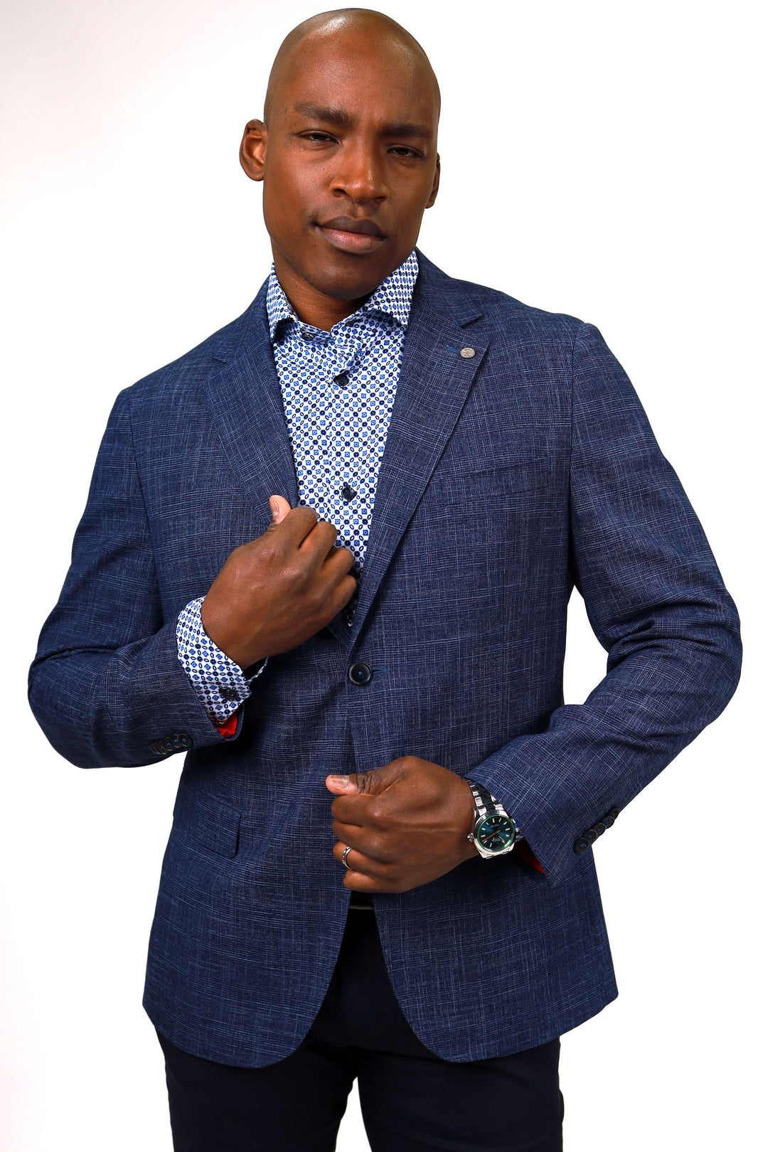 Dalton Navy Glen Plaid Stretch Woven Sports Coat