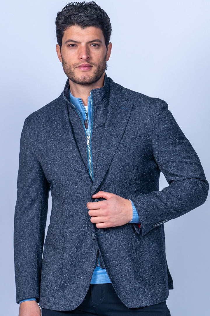 Fraser Navy Donegal Stretch Hybrid Sport Coat